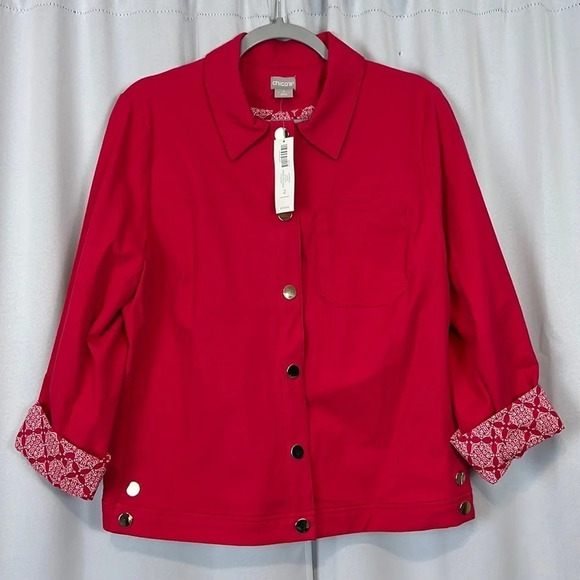 Chico’s NWT Bi-Stretch Maraschino Cherry Jacket Size Chico’s sizing 2 - Picture 2 of 11